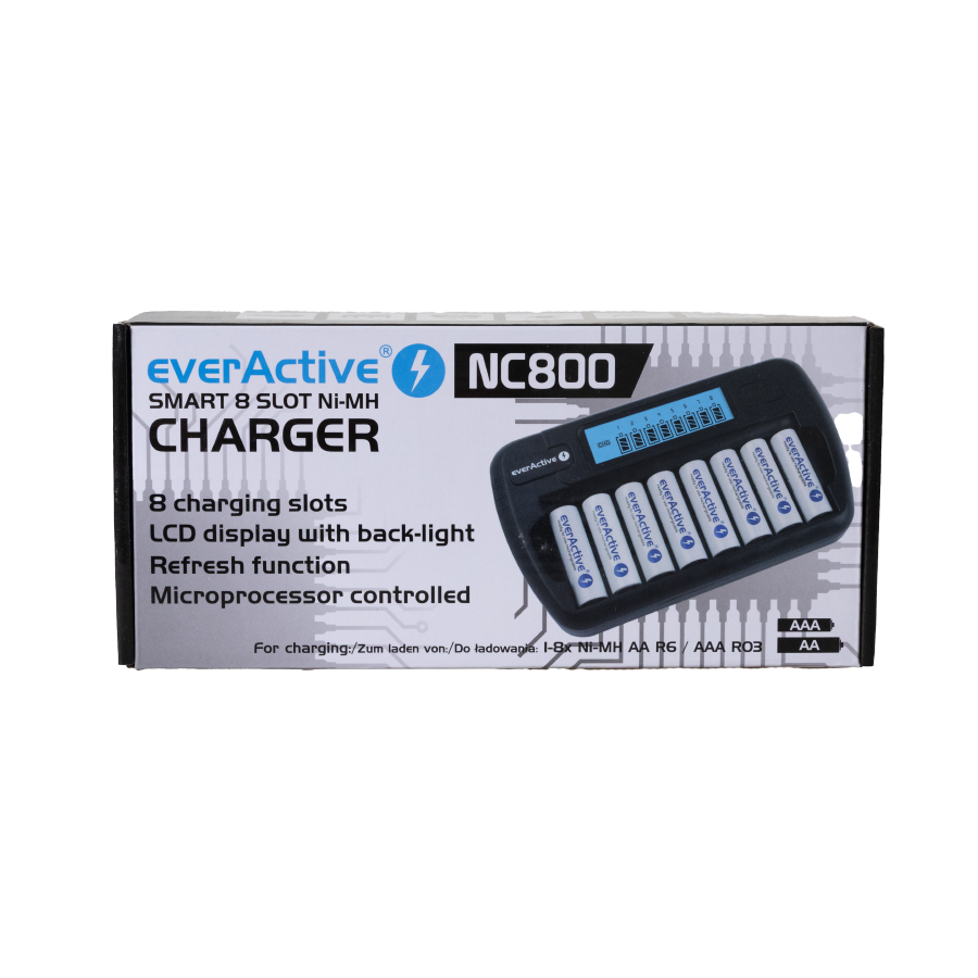 Nabíjačka 8 batérií AA/AAA Everactiv NC800